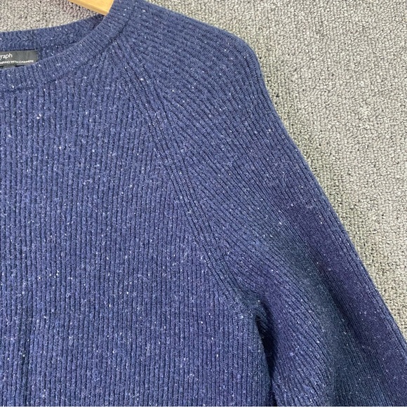 Autograph Navy Crewneck Sweater Pullover Knit Speckled Ribbed Minimalist Men's S - Picture 4 of 8